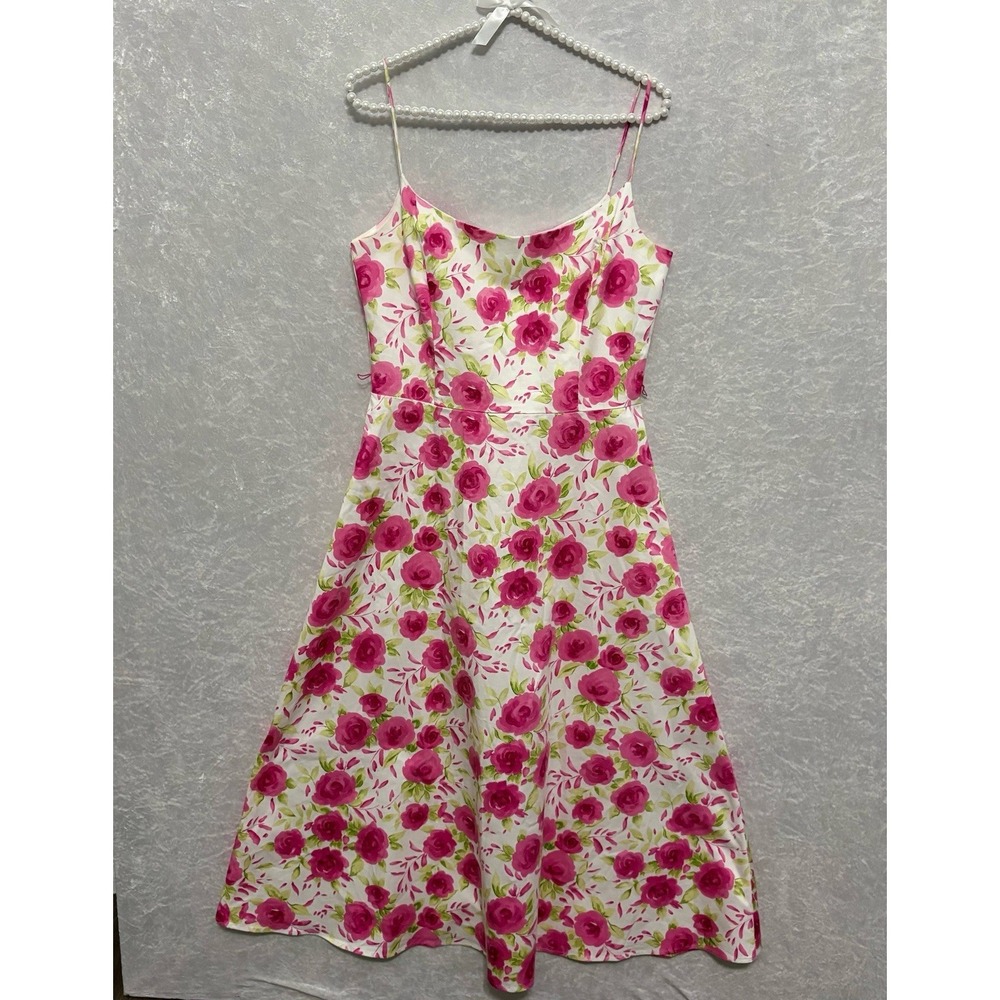 Coldwater Creek Floral Sundress 8 Pink Rose Wedding‎ Garden Party Cottage Core
